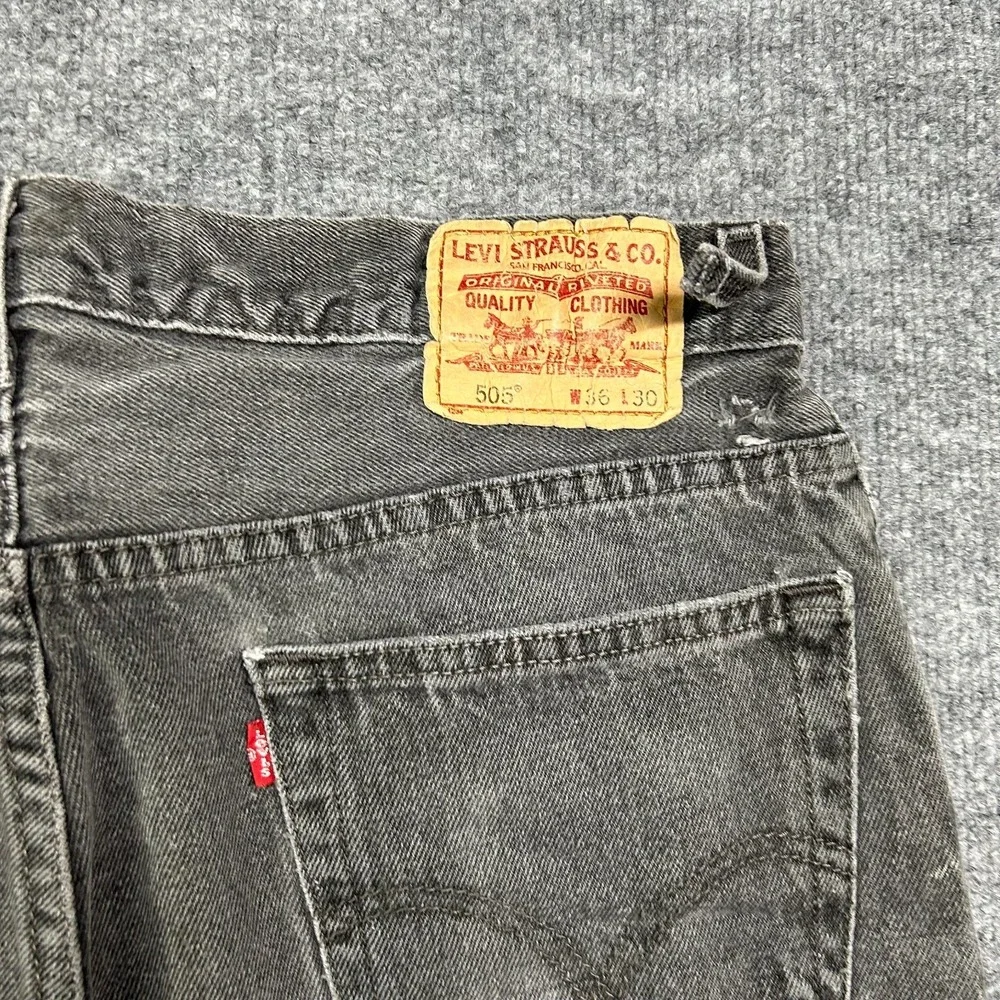 Levi's 505 Jeans Faded Black Denim Regular‎ Fit Straight Classic 34X29.5 - Flaws